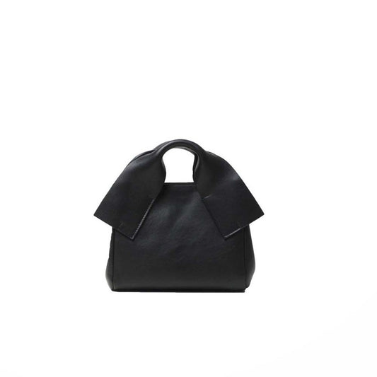 EVELYN BLACK NAPPA – Italian handmade small black shoulder bag in calfskin with nappa lining