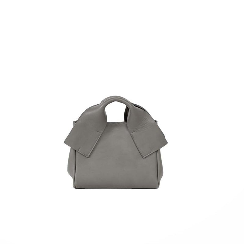 EVELYN STONE NAPPA – Italian handmade small shoulder bag in stone calfskin with adjustable strap and nappa lining