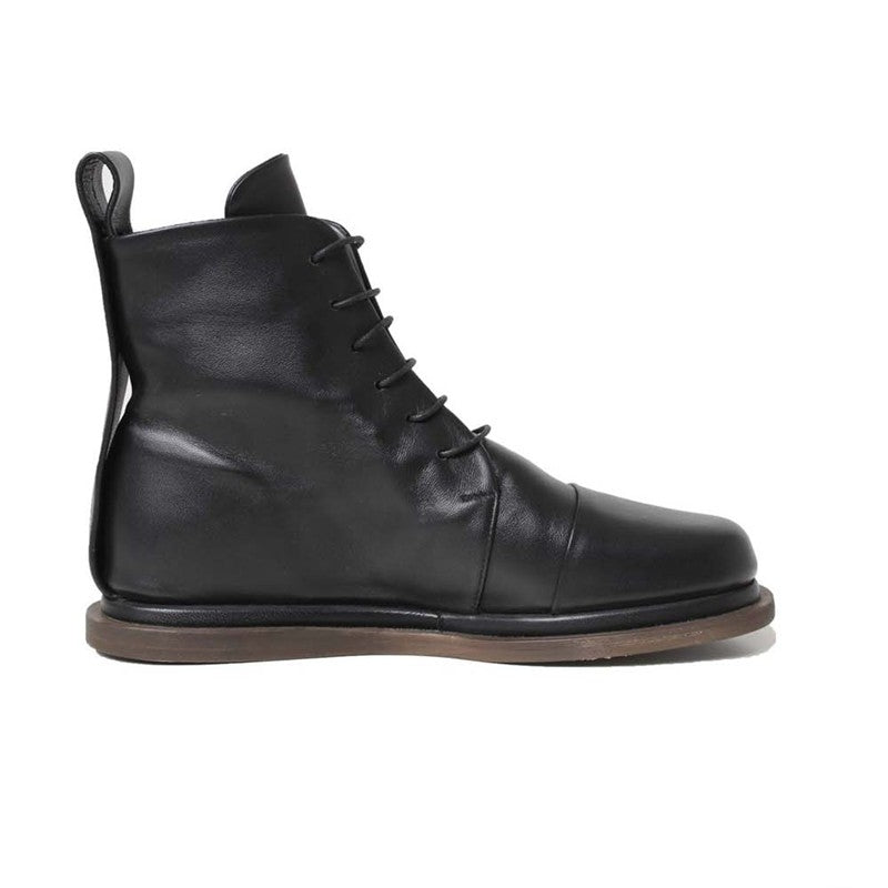 GILDA BLACK NAPPA – Italian handmade ankle boot in soft black nappa leather with lace-up design