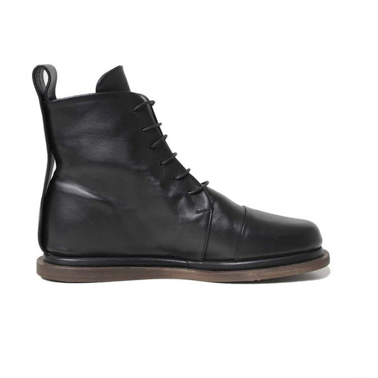 GILDA BLACK NAPPA – Italian handmade ankle boot in soft black nappa leather with lace-up design