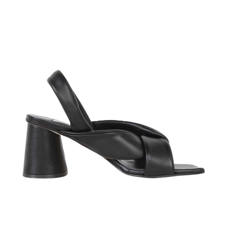 LAURA BLACK NAPPA – Italian handmade high heel sandal in black nappa leather with ankle strap
