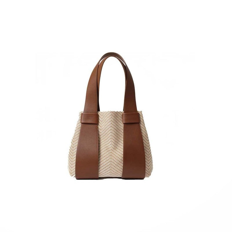 GIOIA MAIA – Italian handmade large bag in soft calfskin and fabric with zip pocket 